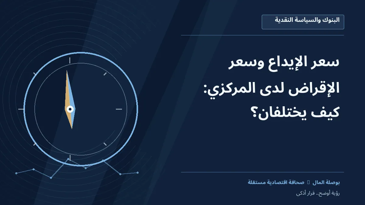 رسم معلوماتي تحريري توضيحي لموضوع سعر الإيداع وسعر الإقراض لدى المركزي: كيف يختلفان؟