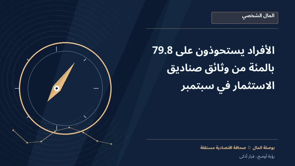 رسم معلوماتي تحريري توضيحي لموضوع الأفراد يستحوذون على 79.8% من وثائق صناديق الاستثمار في سبتمبر