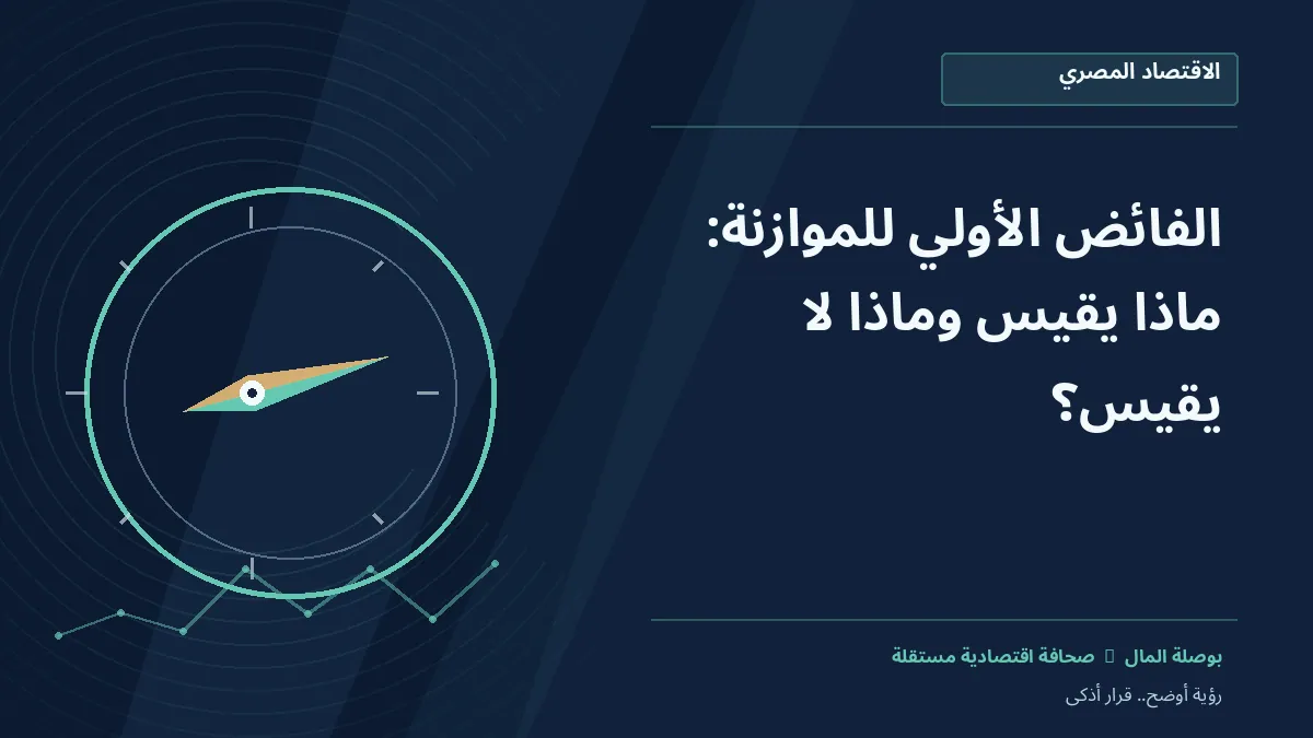 رسم معلوماتي تحريري توضيحي لموضوع الفائض الأولي للموازنة: ماذا يقيس وماذا لا يقيس؟