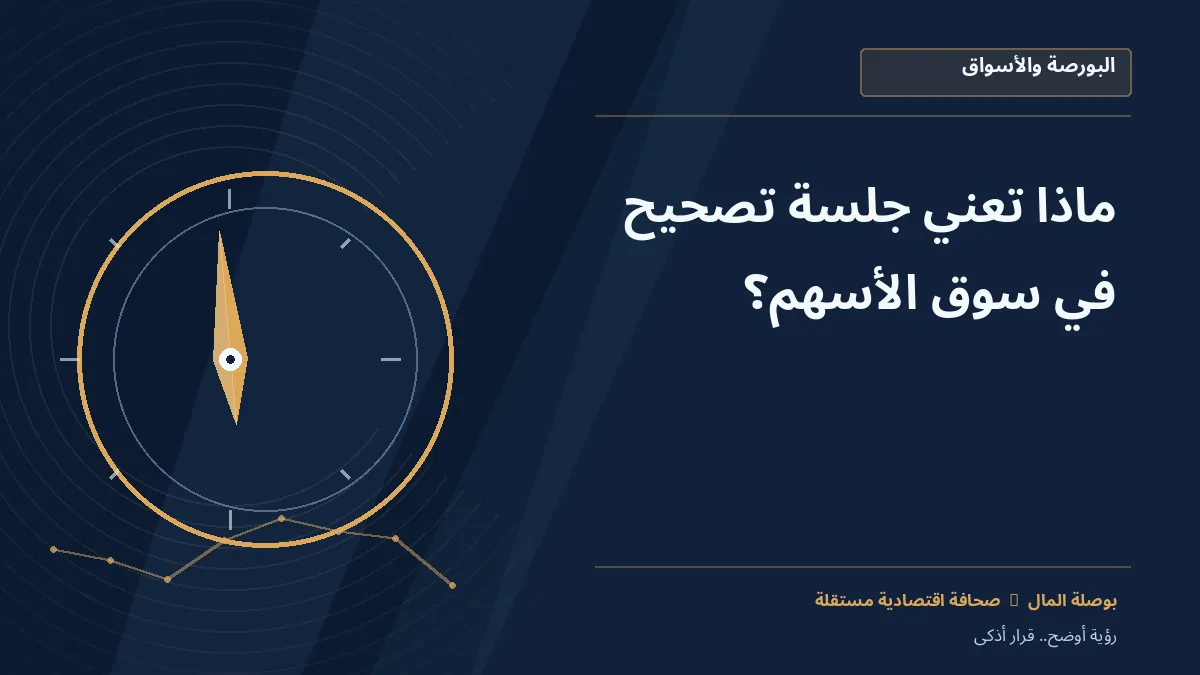 رسم معلوماتي تحريري توضيحي لموضوع ماذا تعني جلسة تصحيح في سوق الأسهم؟