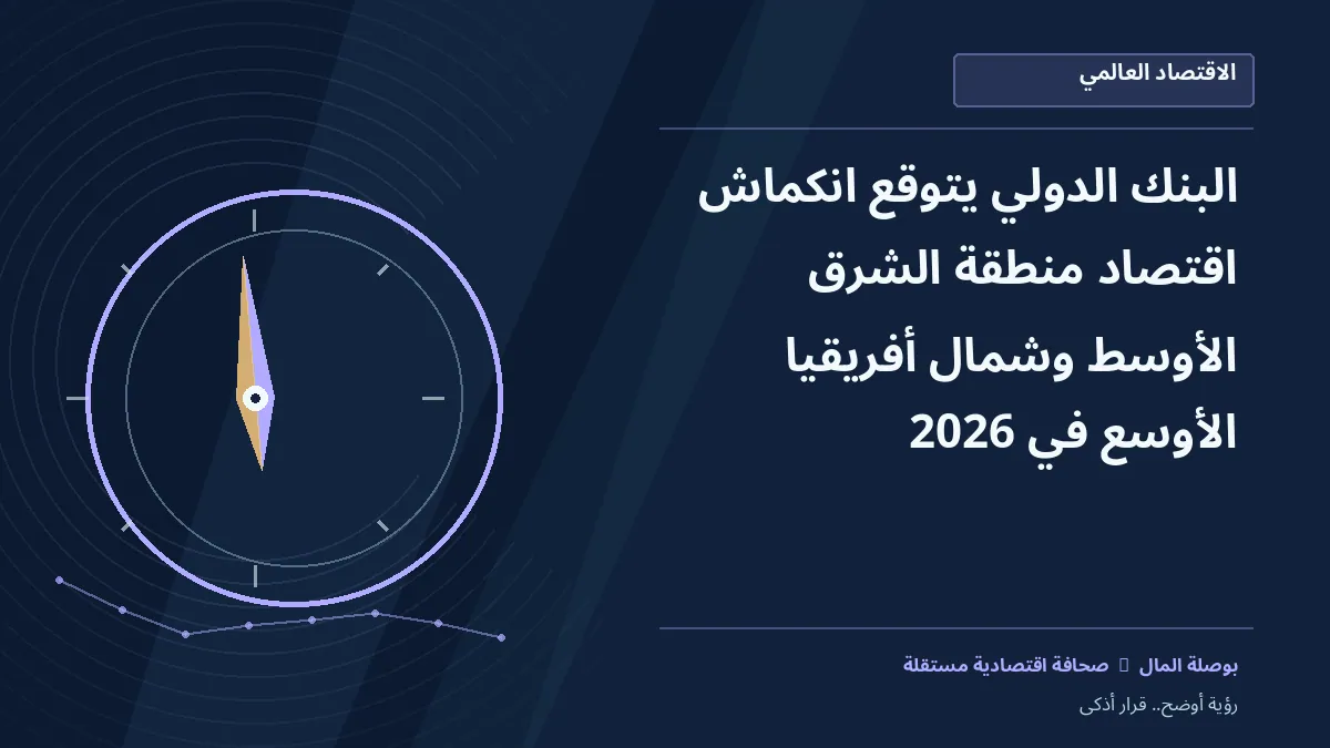 رسم معلوماتي تحريري توضيحي لموضوع البنك الدولي يتوقع انكماش اقتصاد منطقة الشرق الأوسط وشمال أفريقيا الأوسع في 2026